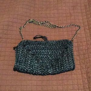 Black straw purse